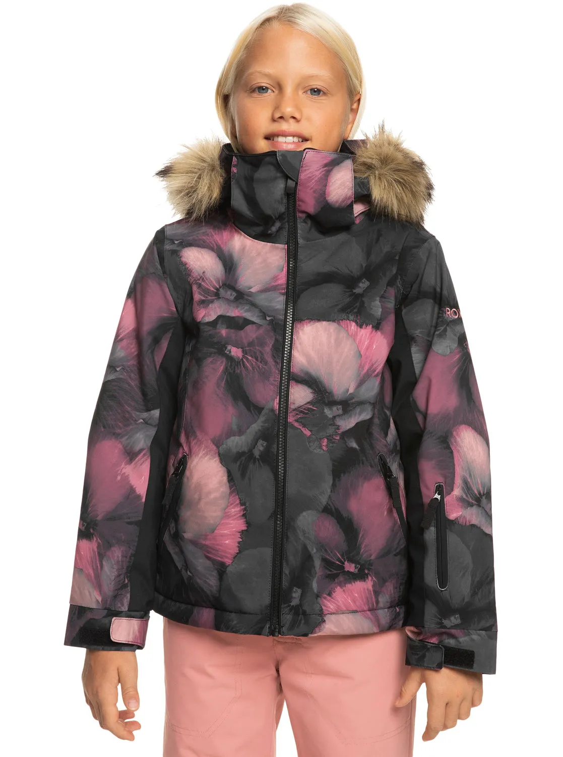 Girls 4-16 American Pie Technical Snow Jacket - True Black Pansy Pansy Rg sold by Roxy