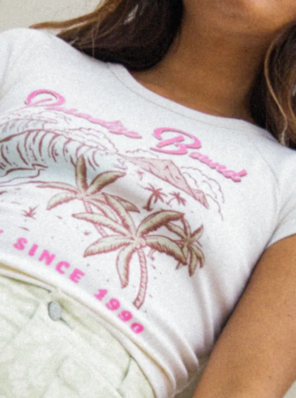 Paradise Bound Crop Ribbed T-Shirt - Egret sold by Roxy