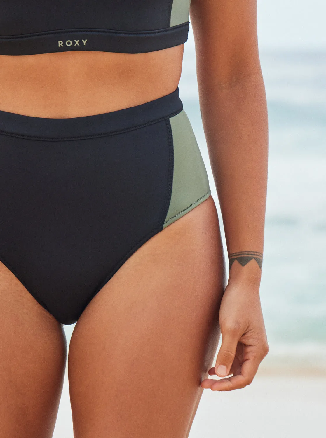 Roxy Pro Wave High Waist Bikini Bottom - Anthracite sold by Roxy