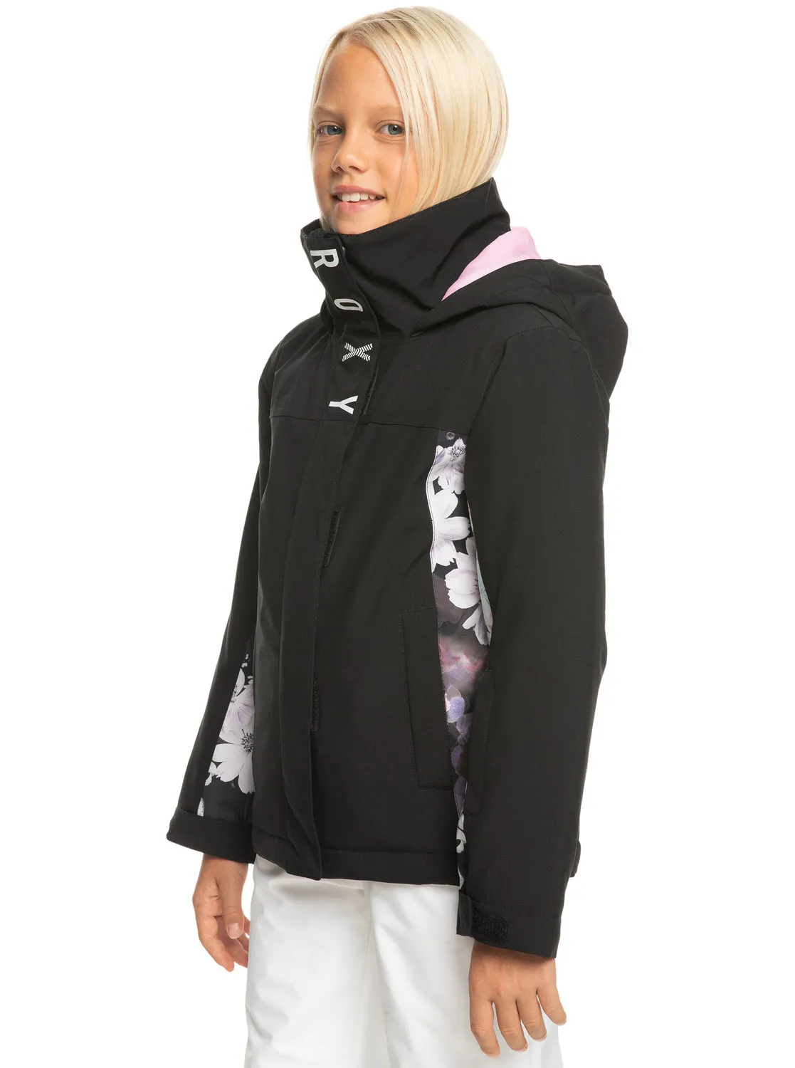 Girls 4-16 Galaxy Technical Snow Jacket - True Black Blurry Flower sold by Roxy product image thumbnail 2