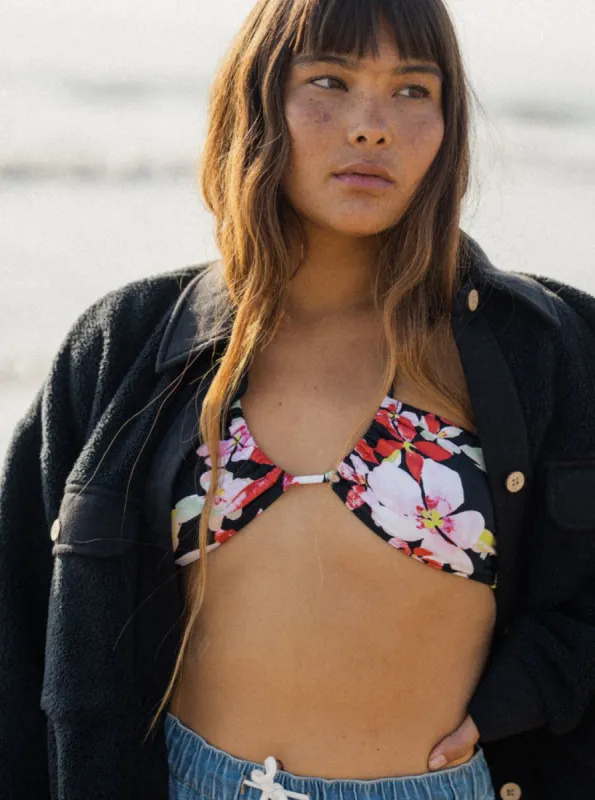 Printed Beach Classics Fashion Triangle Bikini Top - Anthracite New Life sold by Roxy