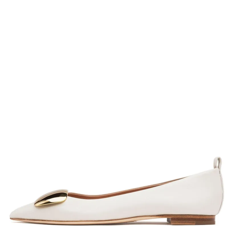 Claudette White Nappa Gold sold by Rupert Sanderson