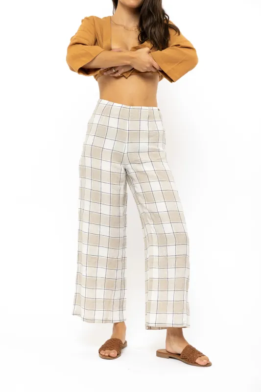Norte Beach Pant Grey Plaid sold by Rusty