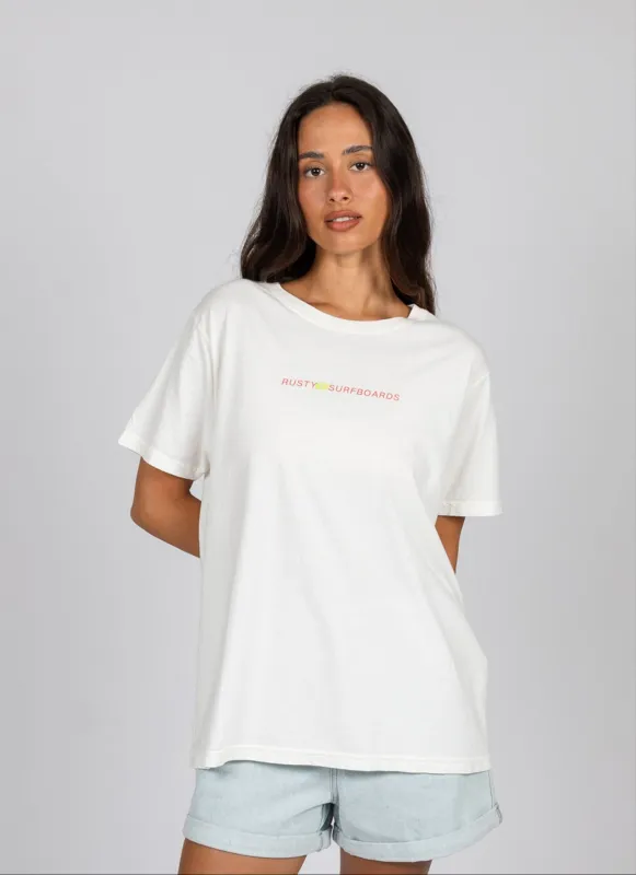 Coral Hibiscuc Boyfriend Tee made by Rusty