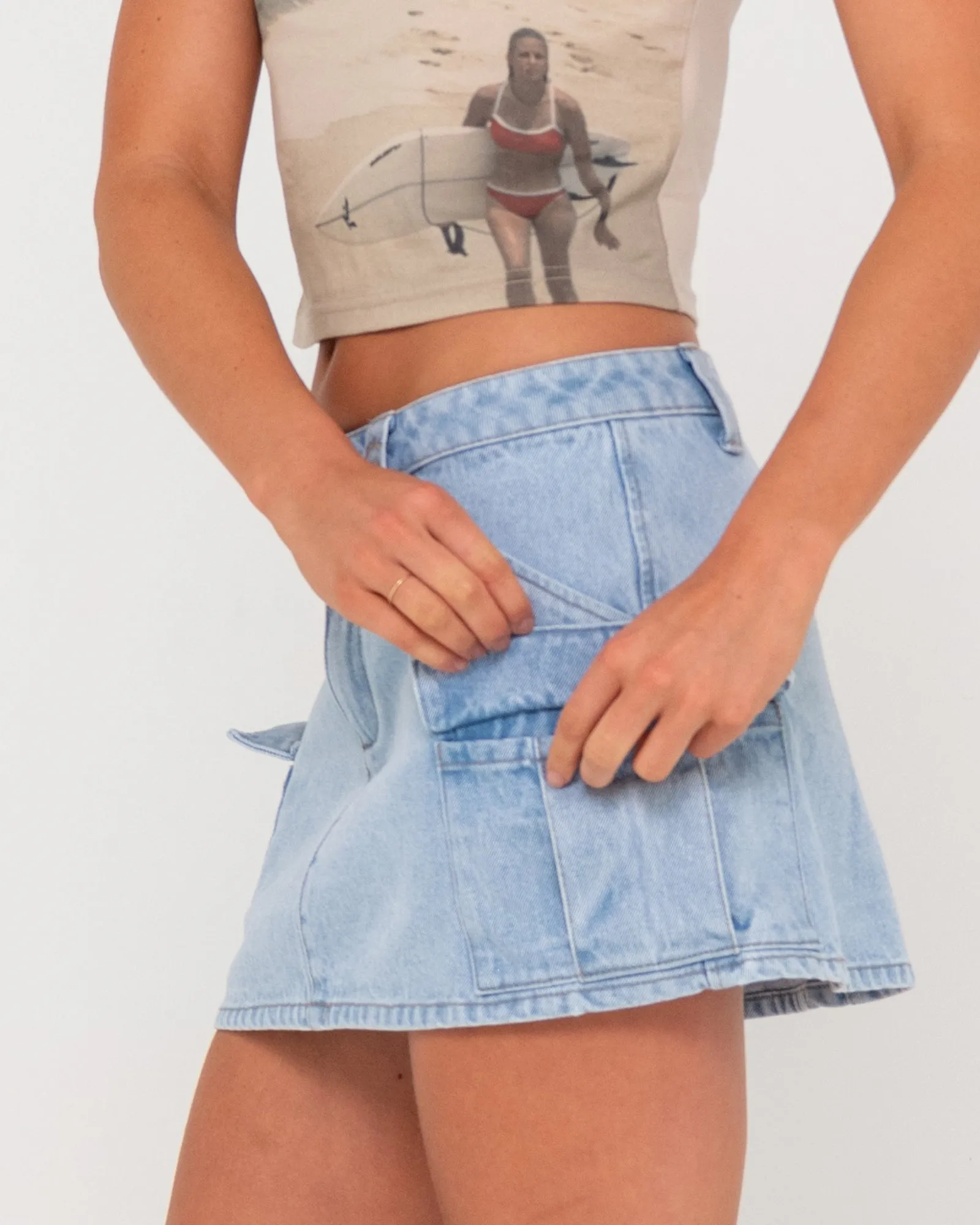 Milly Low Rise Denim Cargo Mini Skirt sold by Rusty product image thumbnail 5