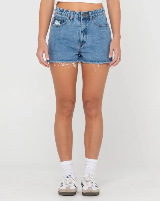 Penny Kick Flare Denim Short made by Rusty