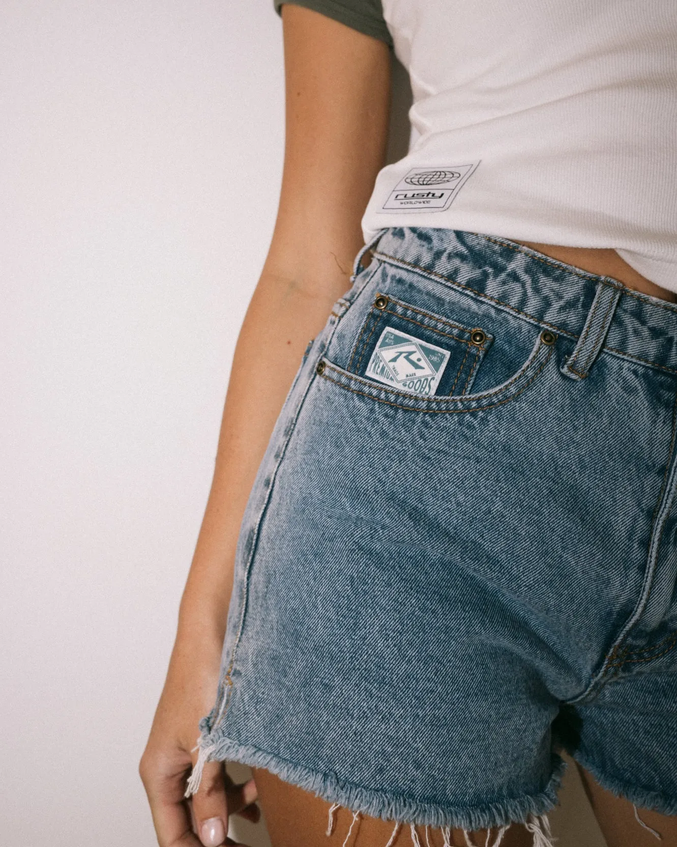 Penny Kick Flare Denim Short sold by Rusty product image thumbnail 5