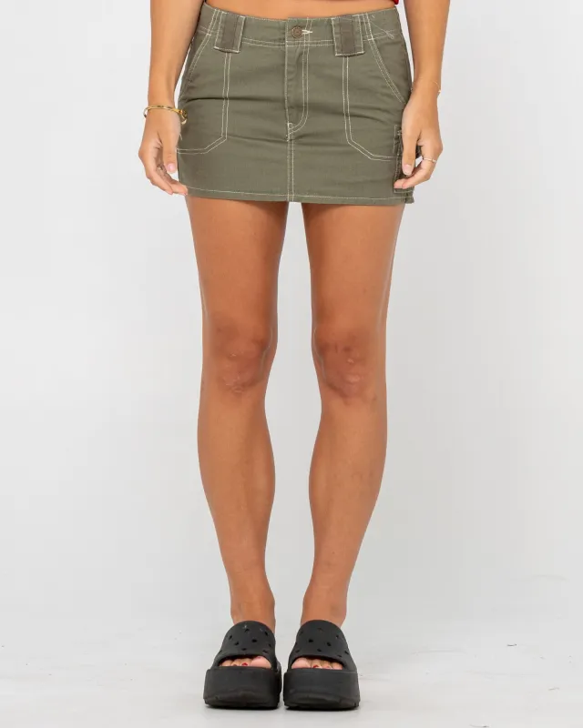 Dirtbag Cargo Low Rise Mini Skirt made by Rusty