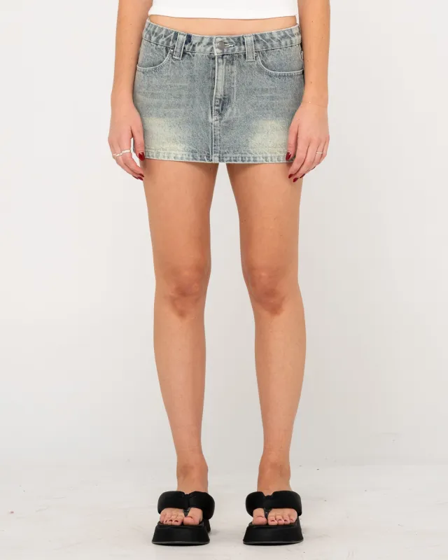 Norty Low Rise Denim Micro Mini Skirt made by Rusty