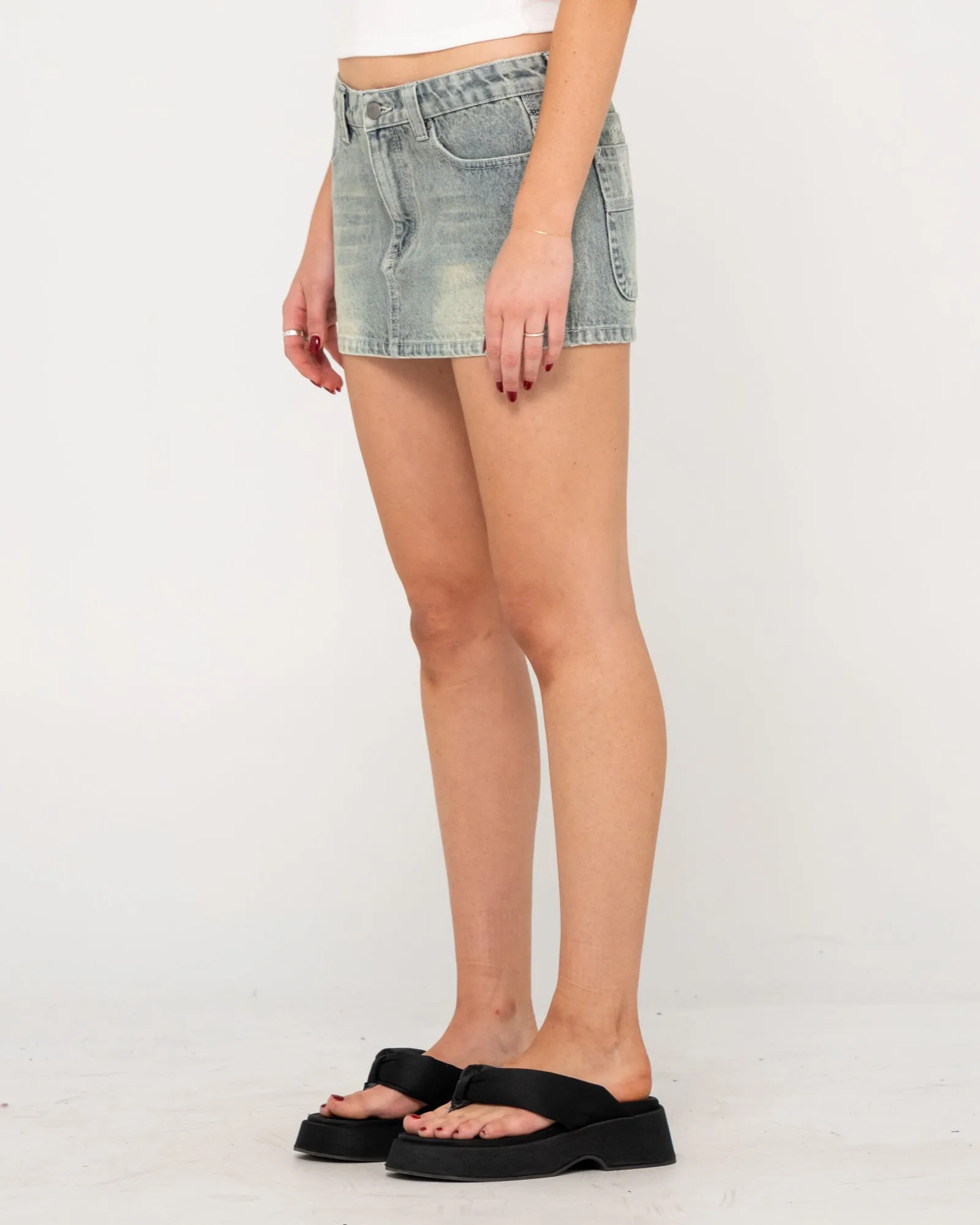 Norty Low Rise Denim Micro Mini Skirt sold by Rusty product image thumbnail 3