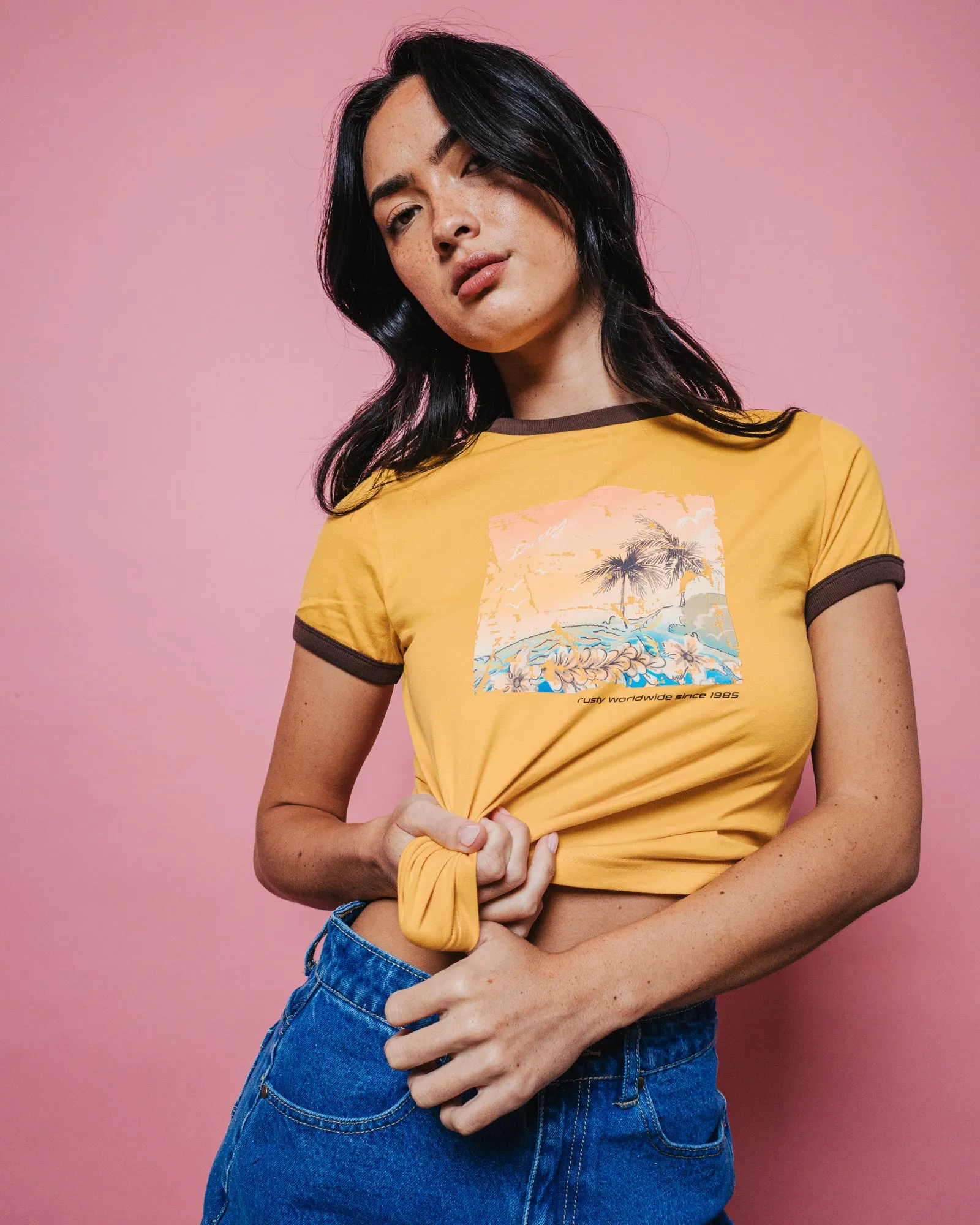 La Cabana Contrast Ringer Mini Tee sold by Rusty product image thumbnail 4