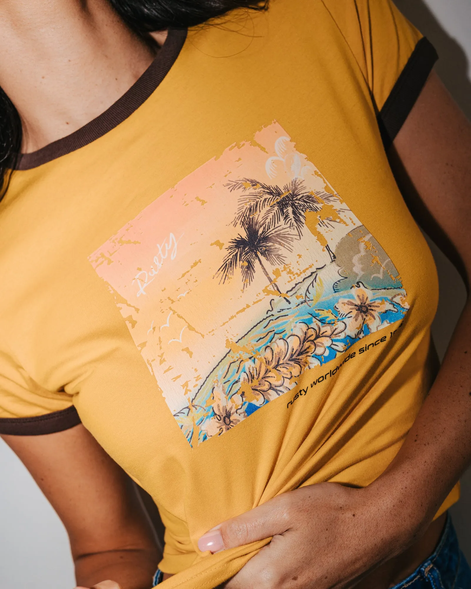 La Cabana Contrast Ringer Mini Tee sold by Rusty product image thumbnail 5