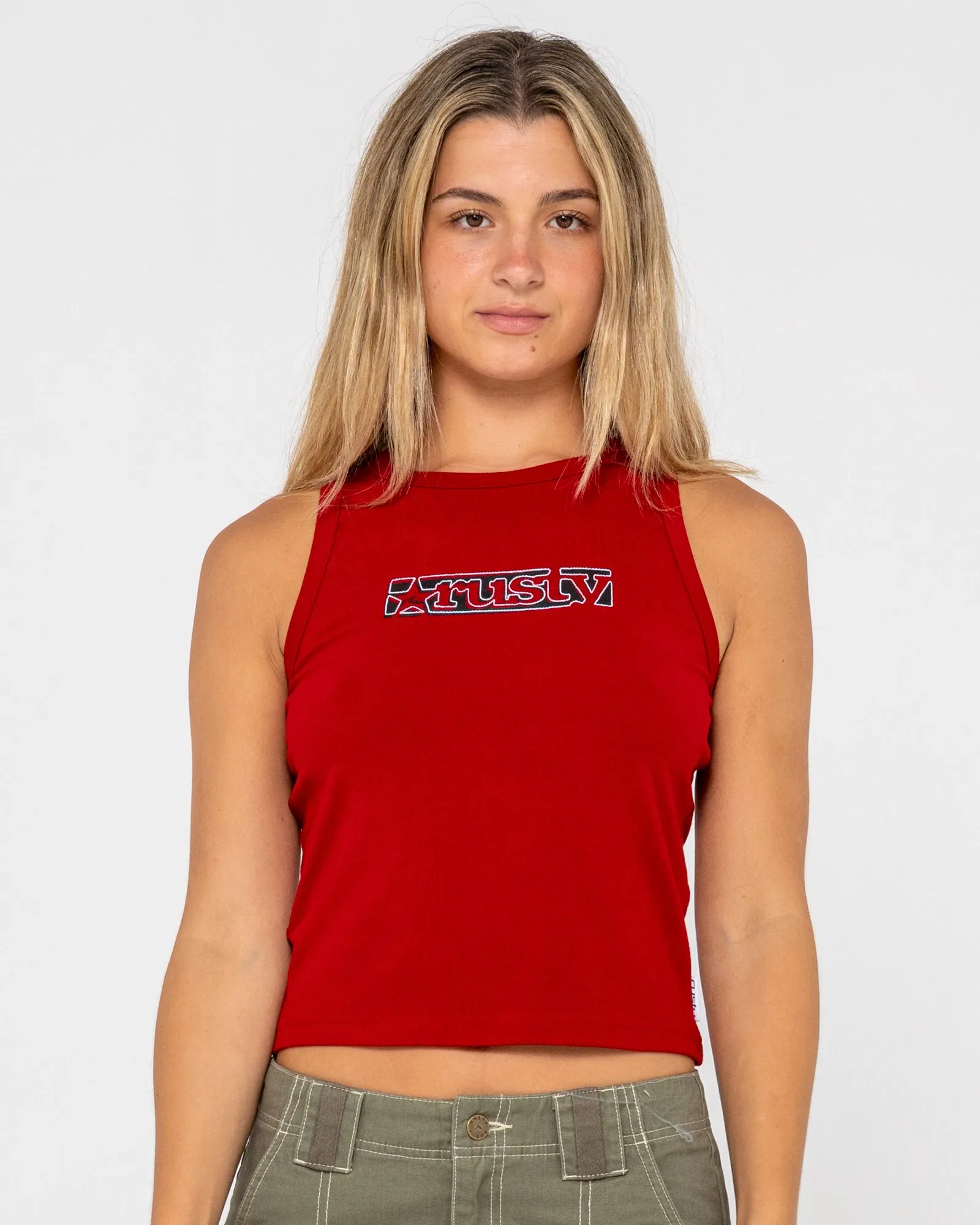 Red Raw Archival Racer Tank sold by Rusty