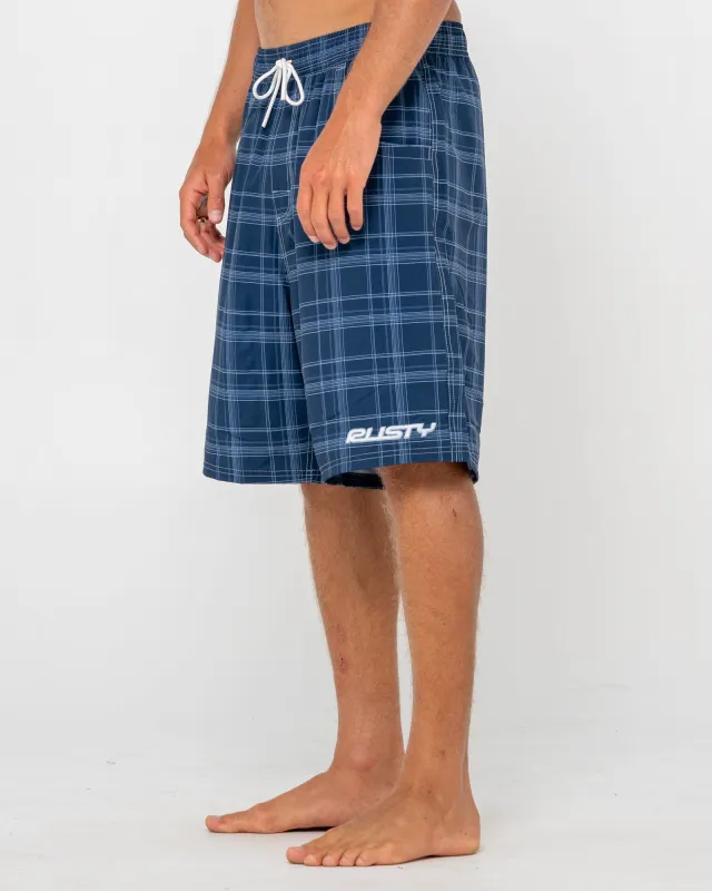 Plaid Daddy Elastic Waist Boardshort made by Rusty