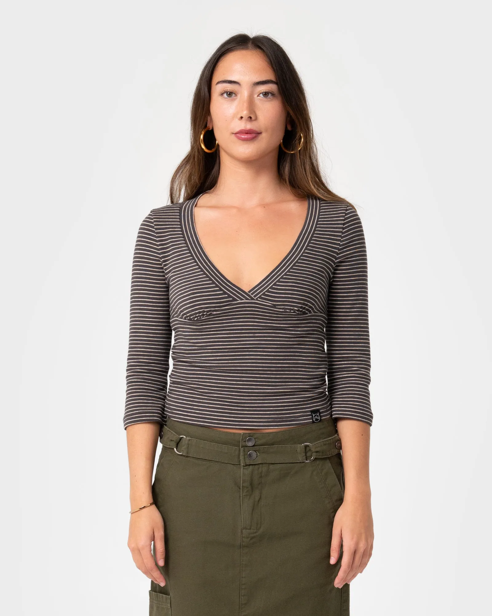 Rikki Stripe Vee Neck Top sold by Rusty