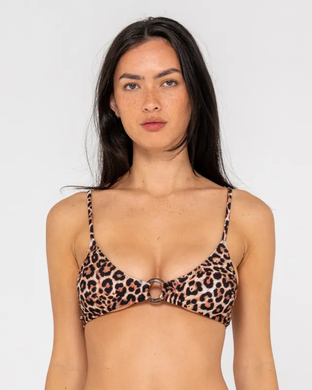 Lennie Leopard Bralette Bikini Top made by Rusty