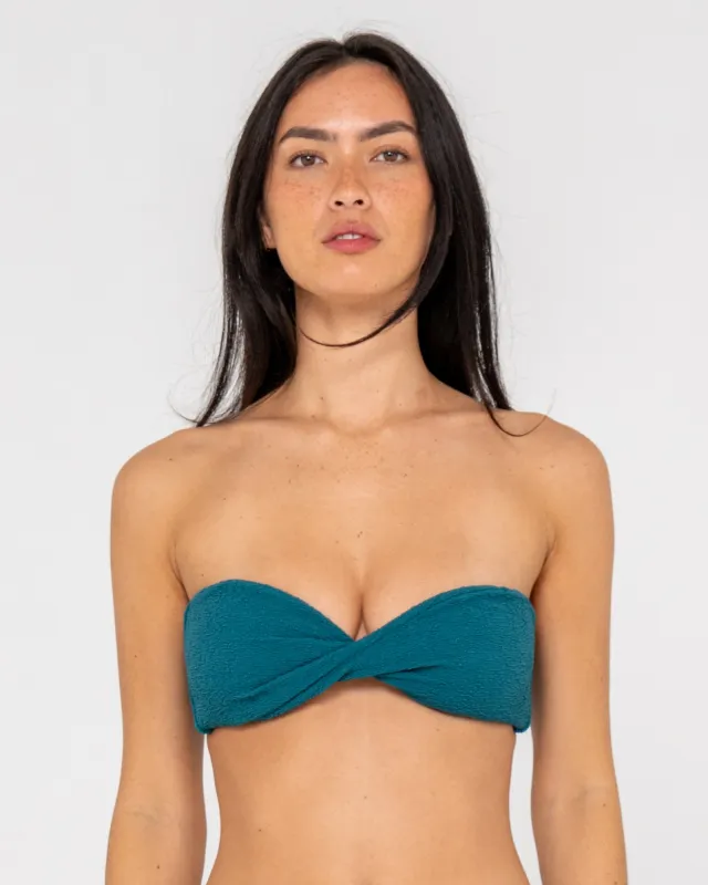 Sandalwood Bandeau Twist Bikini Top made by Rusty