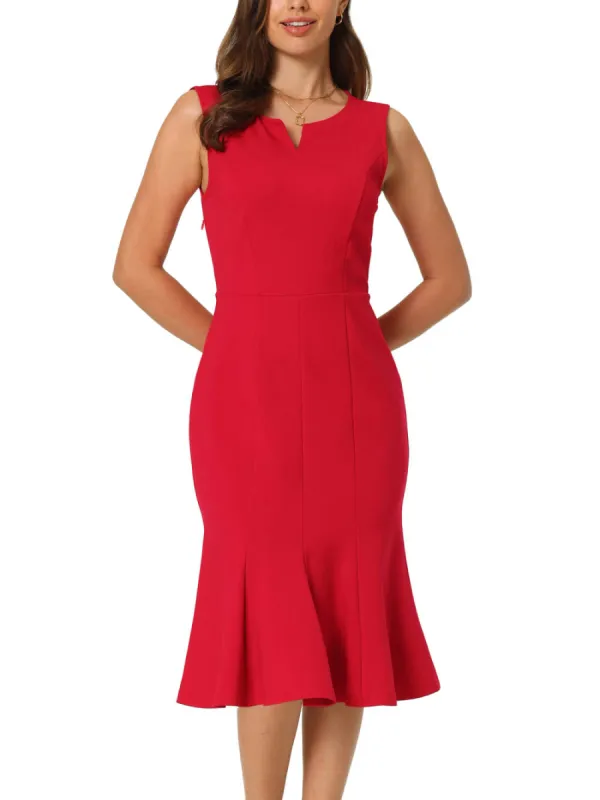 Hobemty- Sleeveless V Neck Fishtail Dress made by RW&CO.
