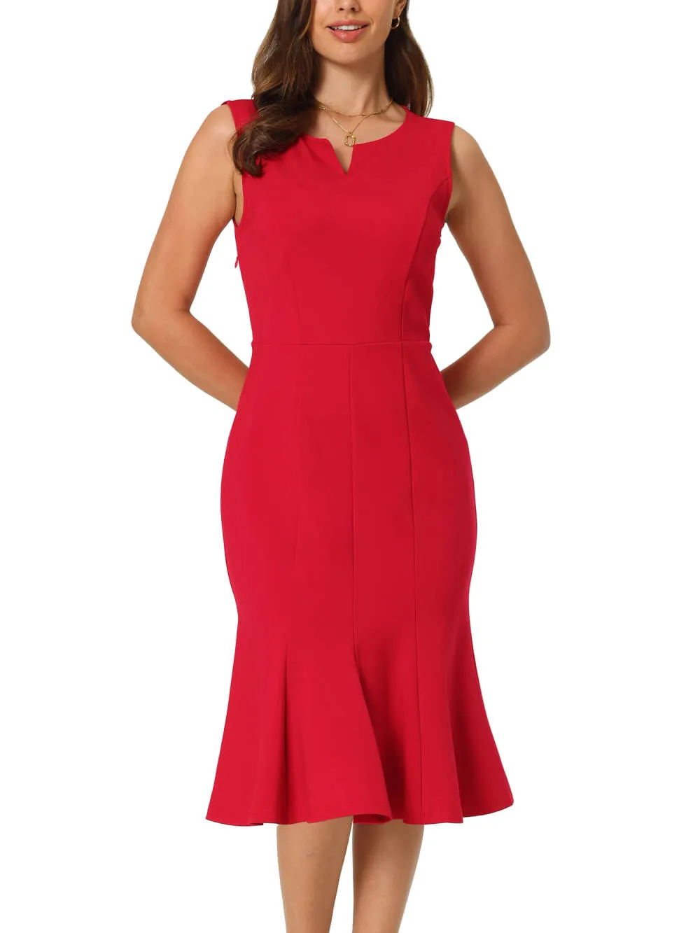 Hobemty- Sleeveless V Neck Fishtail Dress sold by RW&CO.