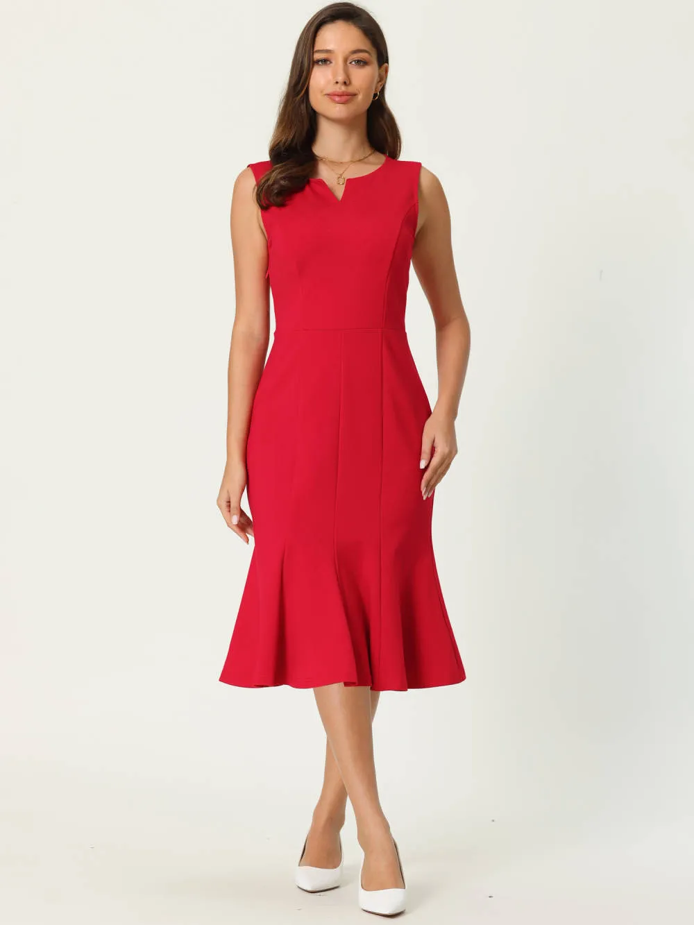 Hobemty- Sleeveless V Neck Fishtail Dress sold by RW&CO. product image thumbnail 2