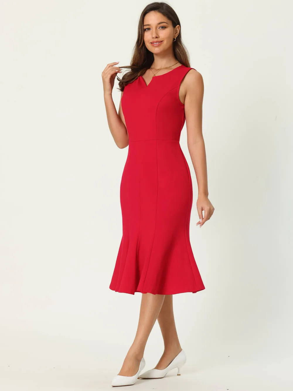 Hobemty- Sleeveless V Neck Fishtail Dress sold by RW&CO. product image thumbnail 3