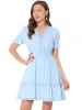 Allegra K- Boho V Neck Smocked Elastic Waist Short Sleeve Mini Dress sold by RW&CO.