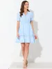 Allegra K- Boho V Neck Smocked Elastic Waist Short Sleeve Mini Dress sold by RW&CO.