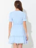 Allegra K- Boho V Neck Smocked Elastic Waist Short Sleeve Mini Dress sold by RW&CO.
