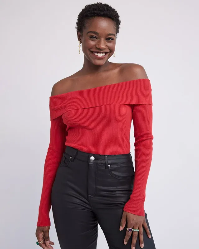 Off-the-Shoulder Long-Sleeve Fitted Top | RW&CO. sold by RW&CO.