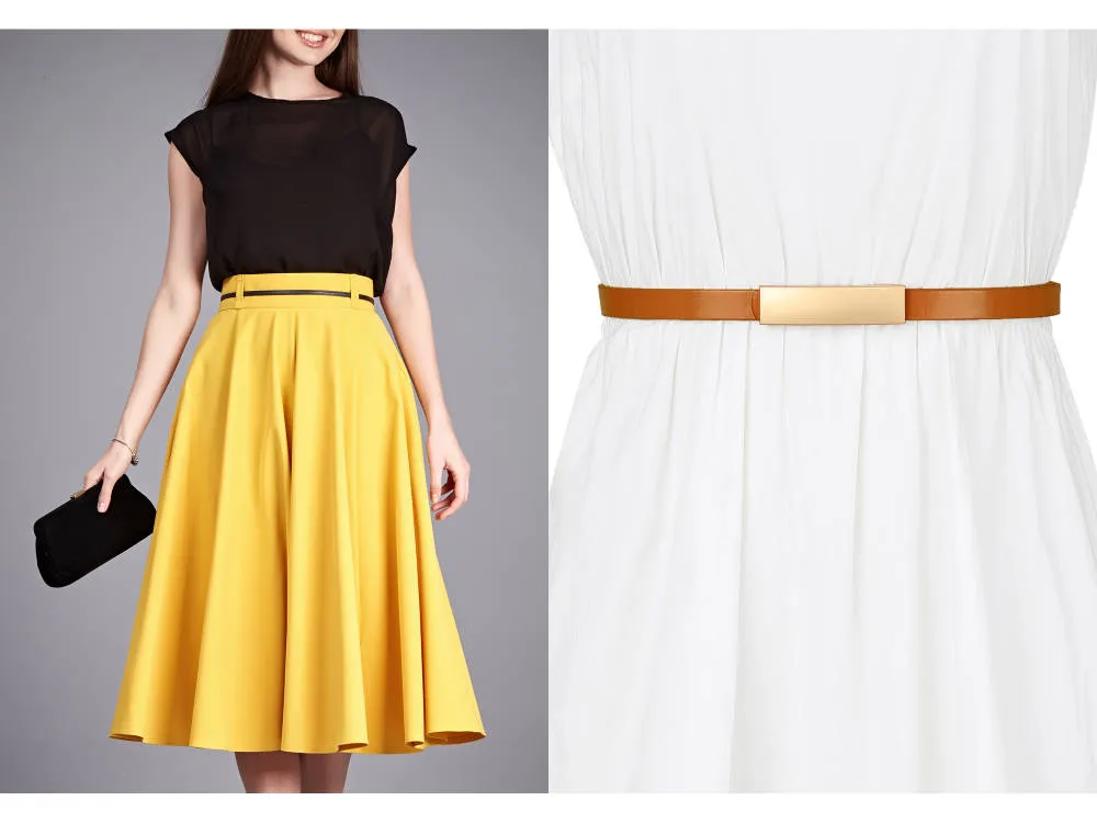 Allegra K- PU Rectangle Metal Buckle Waist Belt sold by RW&CO. product image thumbnail 5