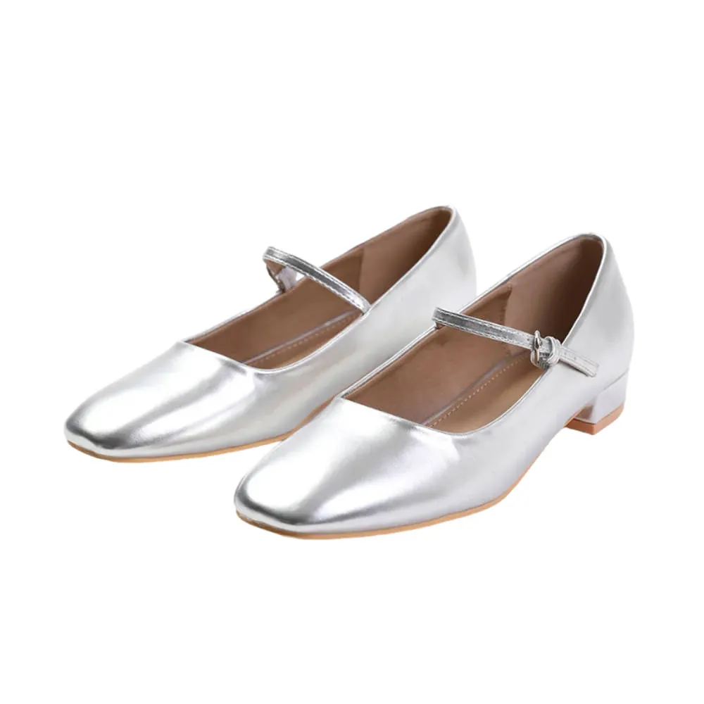 Where's That From - Womens/Ladies Minsk PU Buckle Detail Wide Low Heel Ballet Shoes sold by RW&CO.