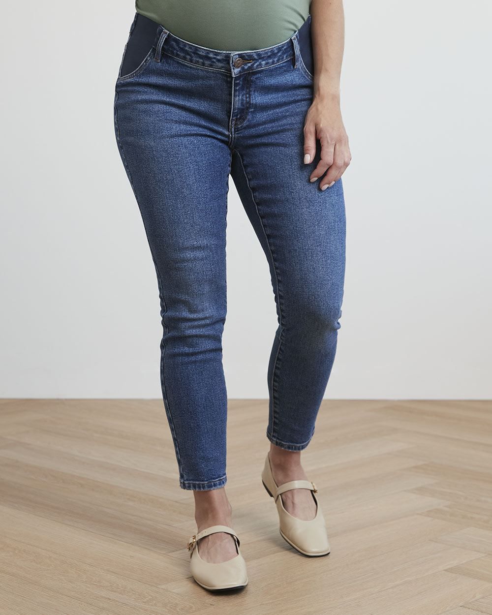 Medium Wash Skinny Ankle Leg Jeans - Thyme Maternity sold by RW&CO.