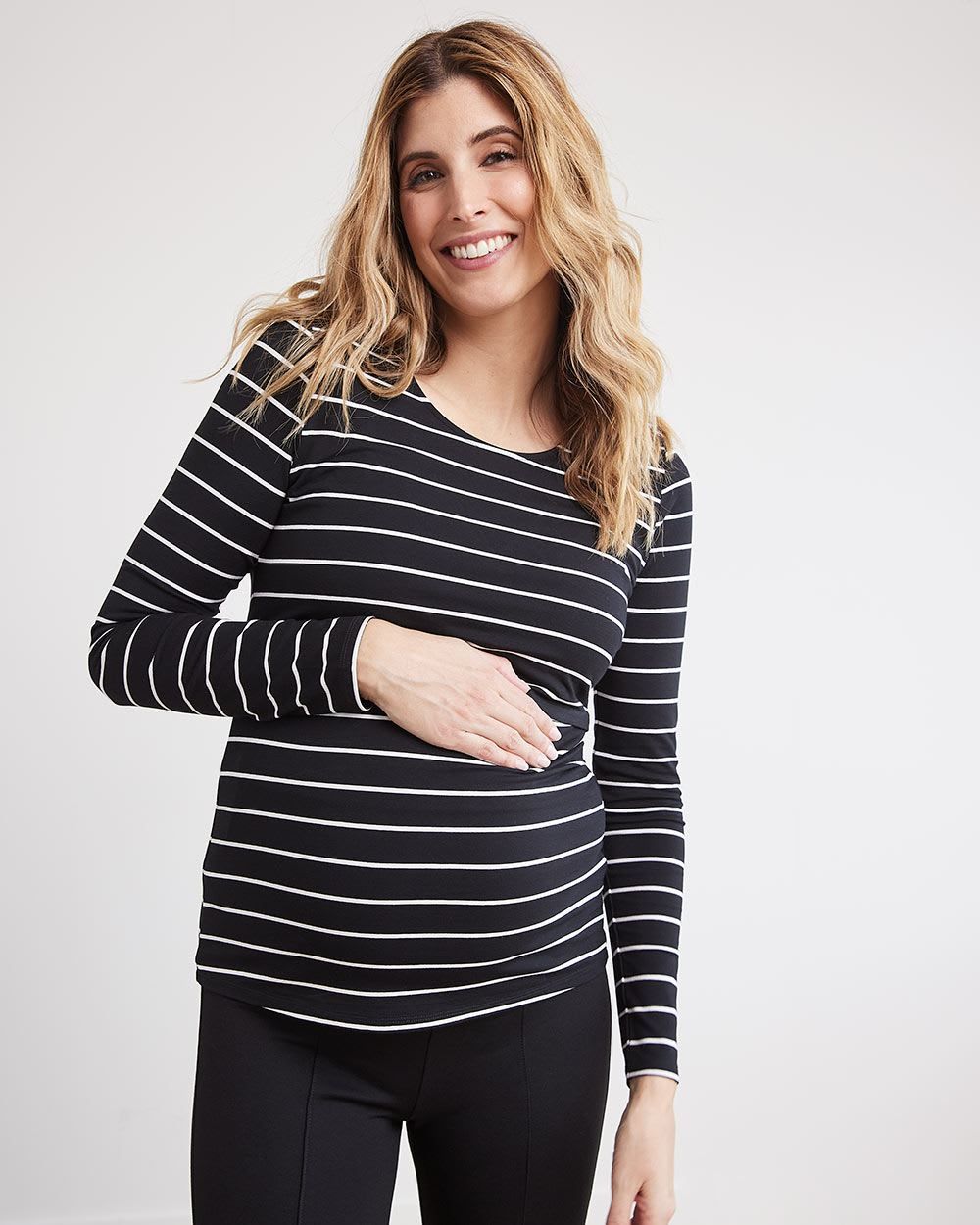 Nursing Long-Sleeve Top with Scoop Neckline, Set of 2 - Thyme Maternity sold by RW&CO.