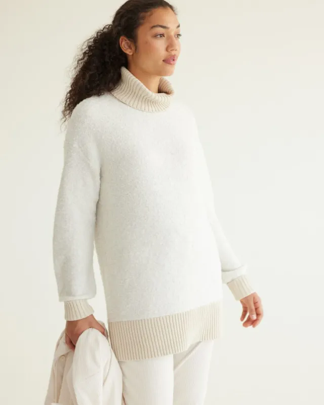 Long-Sleeve Loose Bouclé Turtleneck Pullover sold by RW&CO.