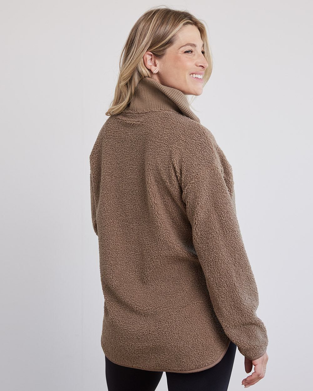 High-Neck with Half-Zip Sherpa Pullover - Thyme Maternity sold by RW&CO. product image thumbnail 3