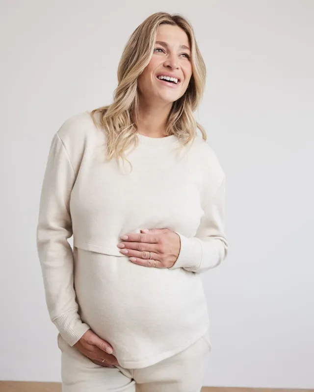 Long-Sleeve Nursing Crew-Neck Top - Thyme Maternity sold by RW&CO.