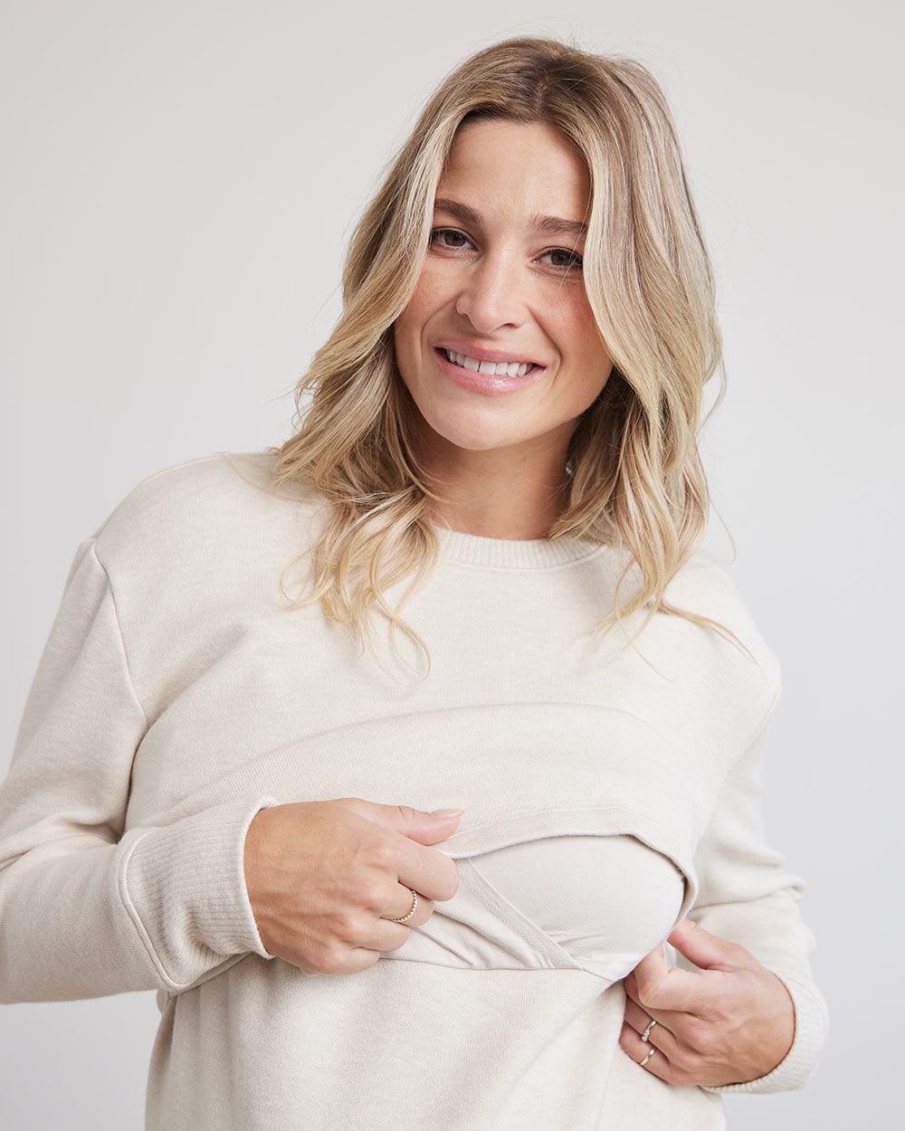 Long-Sleeve Nursing Crew-Neck Top - Thyme Maternity sold by RW&CO. product image thumbnail 4