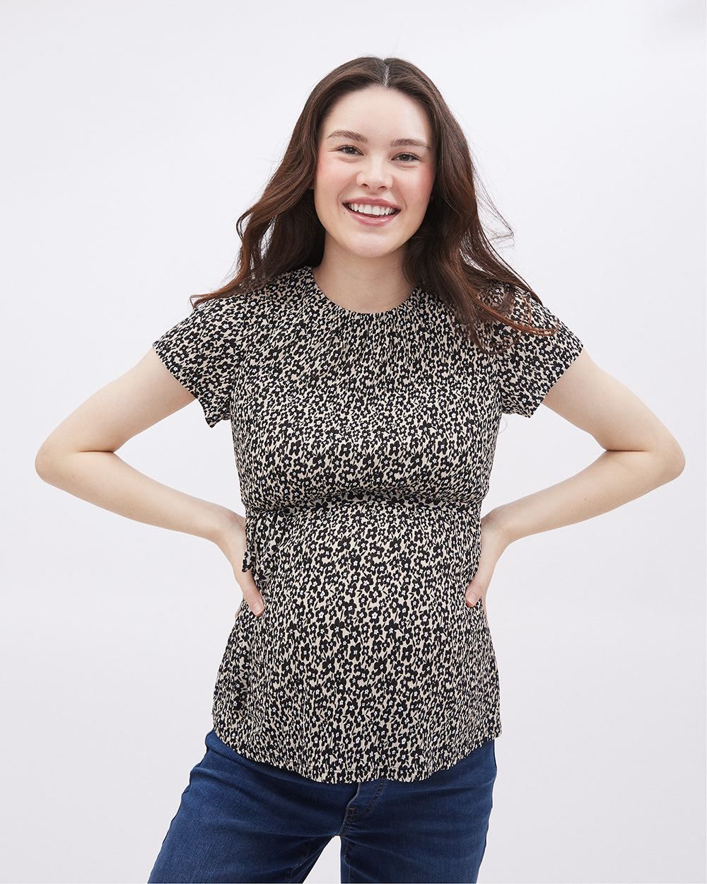 Short-Sleeve Crew-Neck Top - Thyme Maternity sold by RW&CO. product image thumbnail 4
