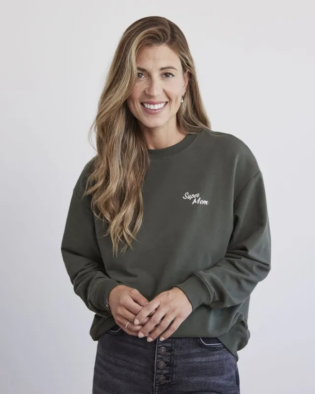 Relaxed-Fit French Terry "Super Mom" Sweatshirt - Thyme Maternity sold by RW&CO.