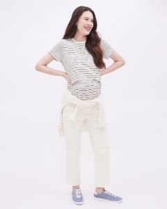 Striped Short-Sleeve Nursing Tee - Thyme Maternity sold by RW&CO.