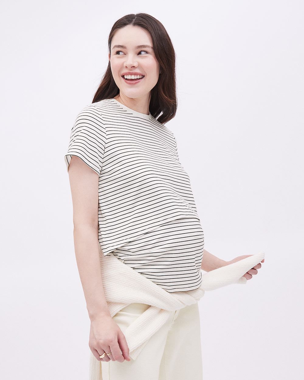 Striped Short-Sleeve Nursing Tee - Thyme Maternity sold by RW&CO. product image thumbnail 4