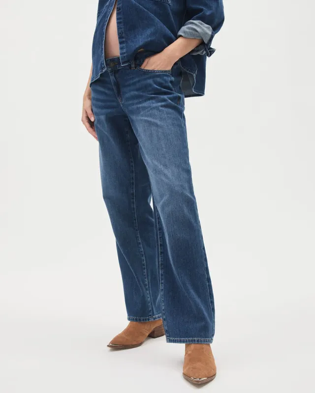 Medium-Wash Tapered-Leg Jeans - Thyme Maternity sold by RW&CO.