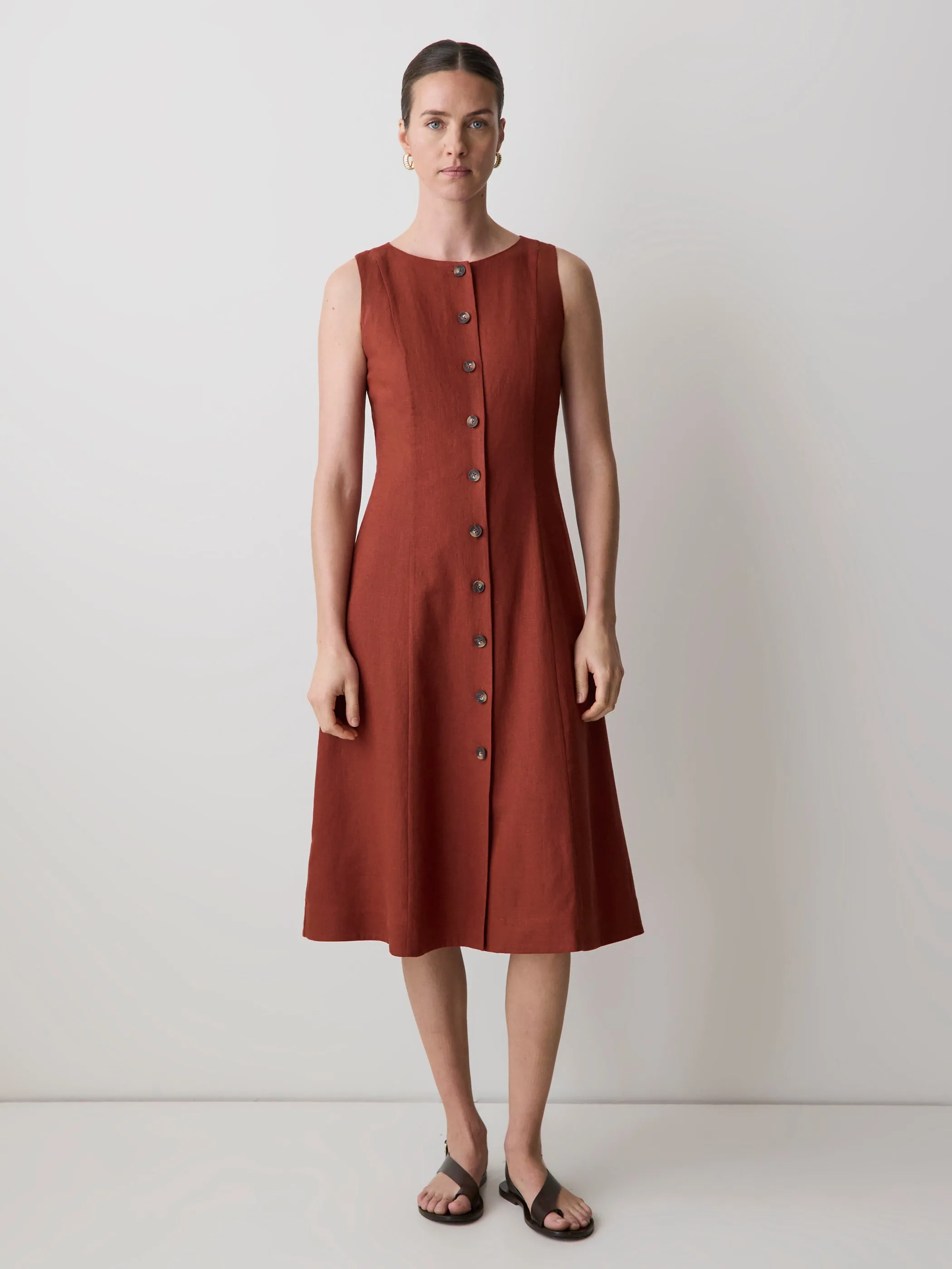Sleeveless Crew-Neck Linen-Blend Midi Dress sold by RW&CO. product image thumbnail 5