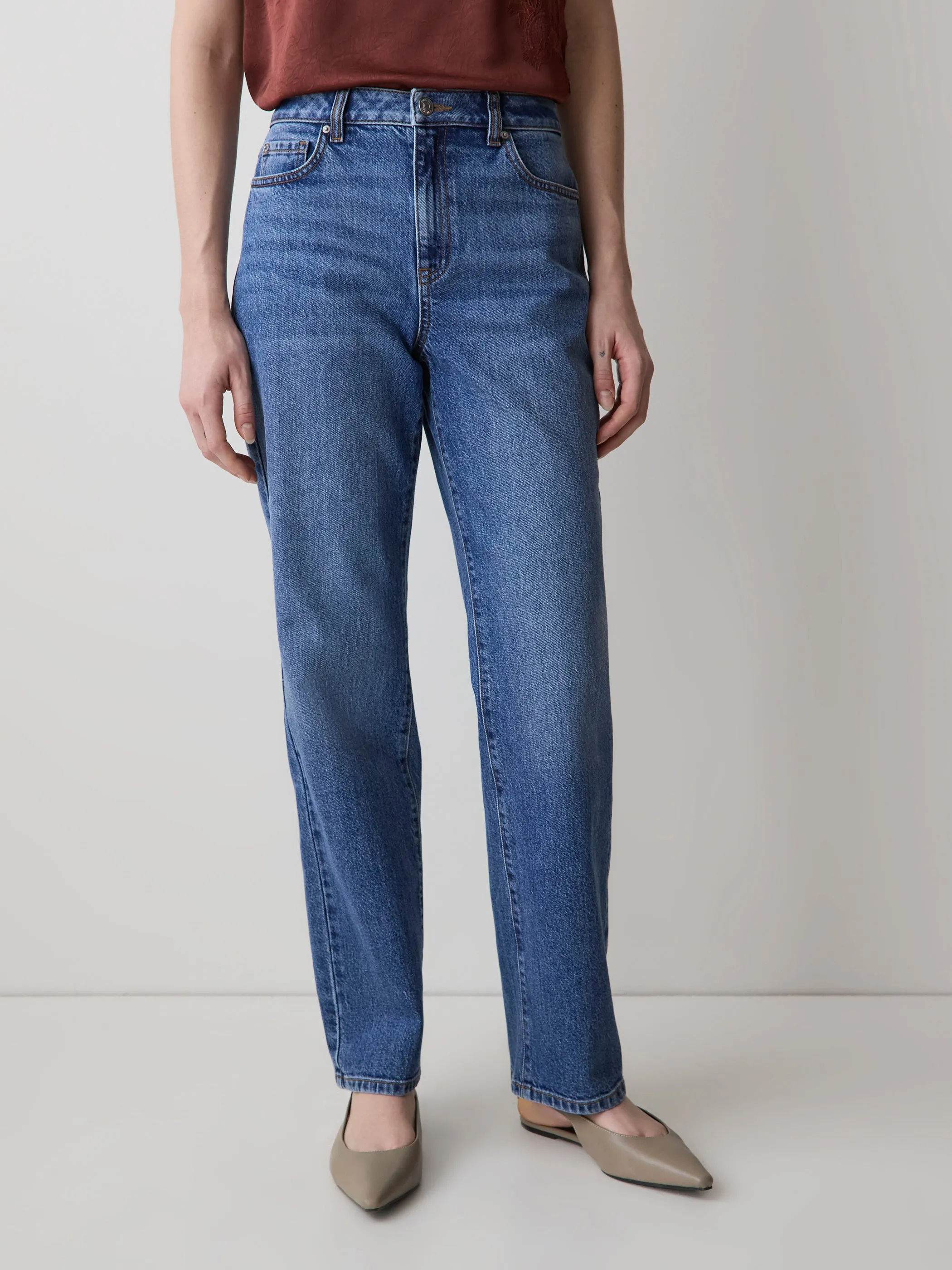 Medium-Wash Straight-Leg Jeans sold by RW&CO.