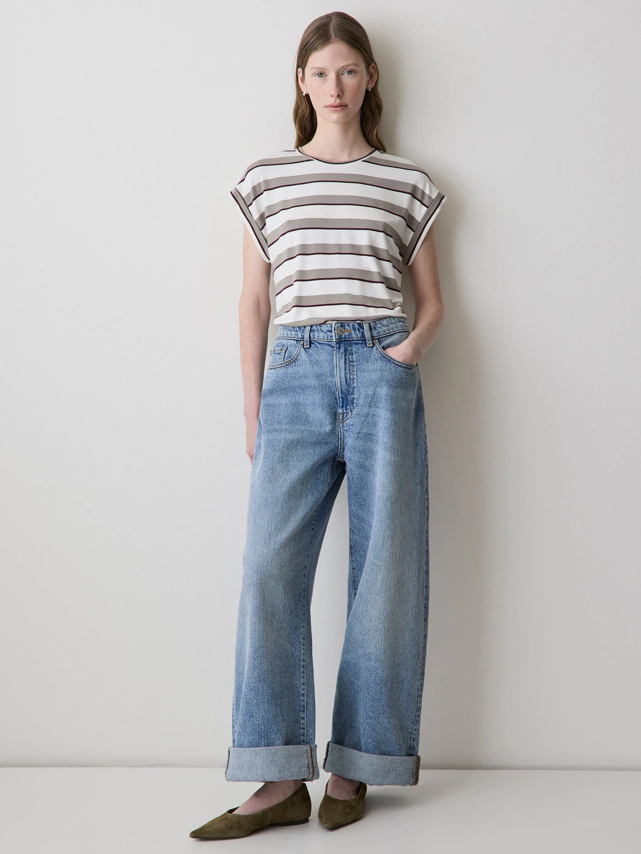 Striped Extended-Sleeve Crew-Neck Tee sold by RW&CO. product image thumbnail 2