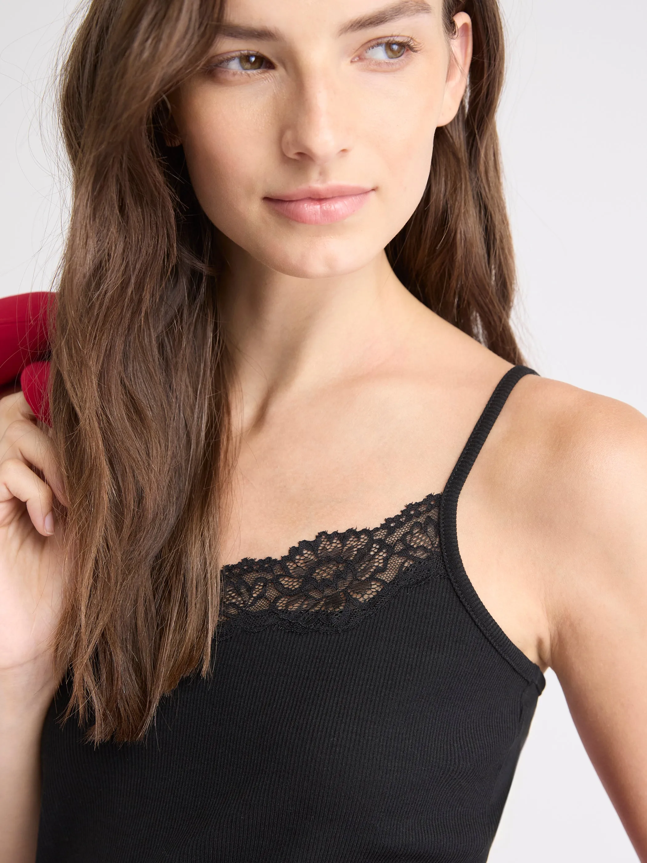 V-Neck Ribbed Cami with Lace Insert sold by RW&CO. product image thumbnail 4
