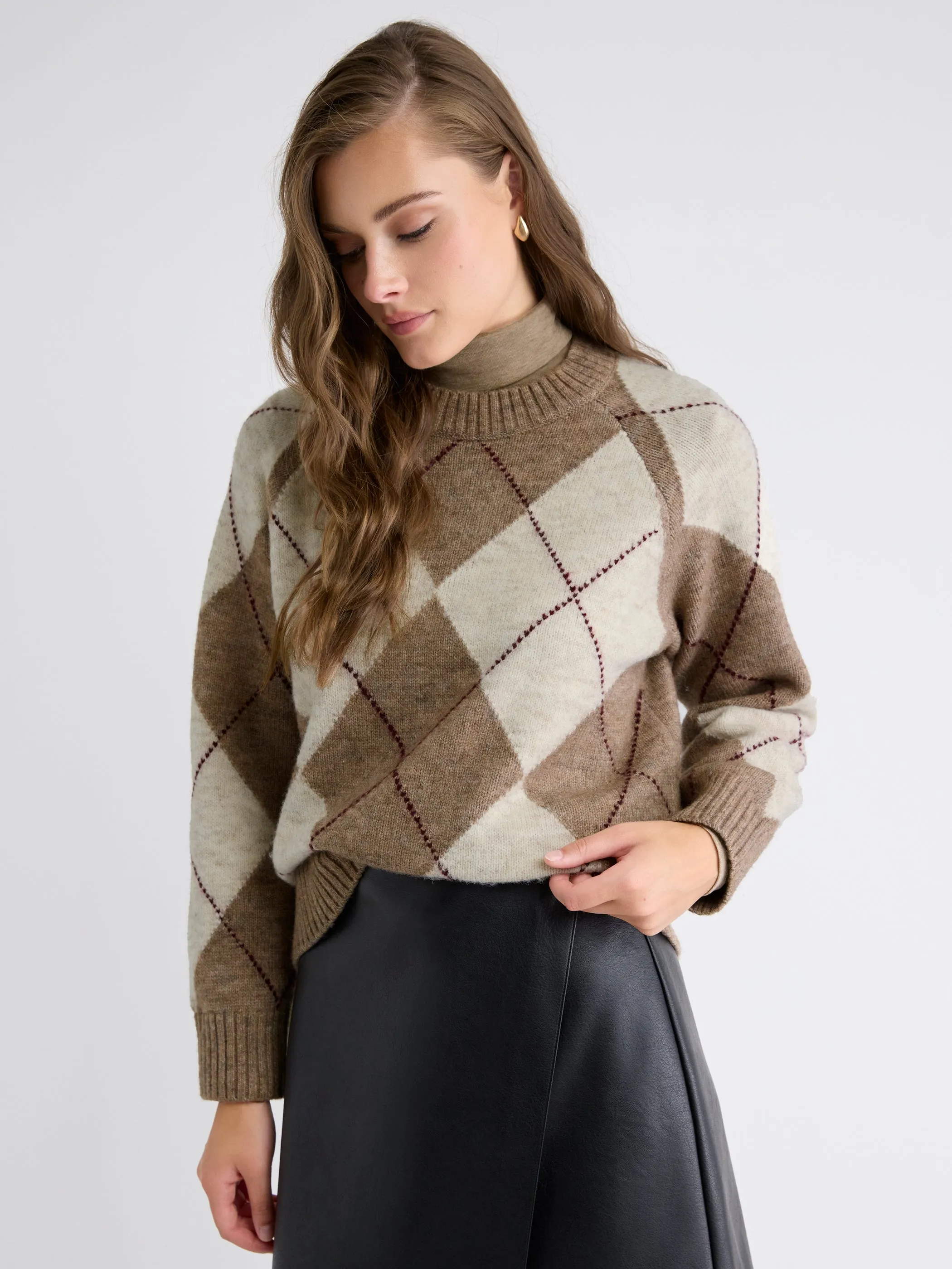 Long-Sleeve Crew-Neck Intarsia Sweater sold by RW&CO.