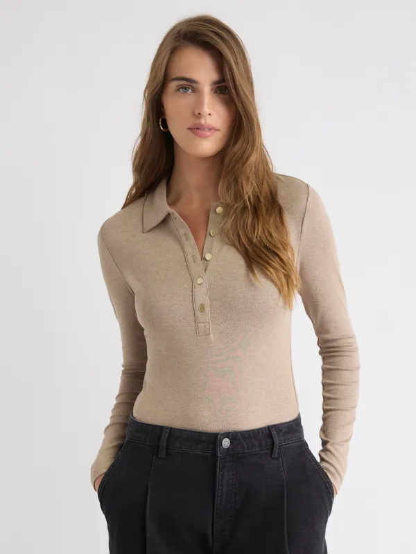 Luxe Knit Long-Sleeve Polo sold by RW&CO.
