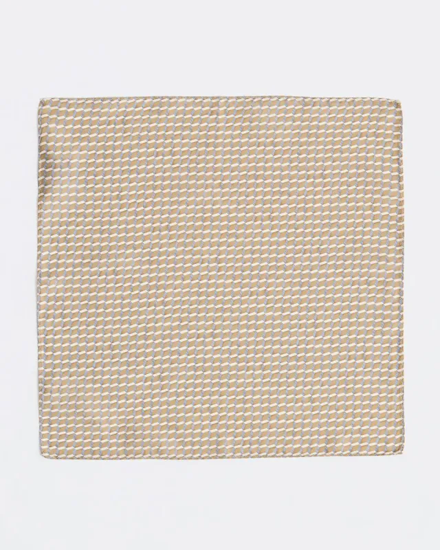 Beige and Grey Handkerchief with Geometric Pattern sold by RW&CO.