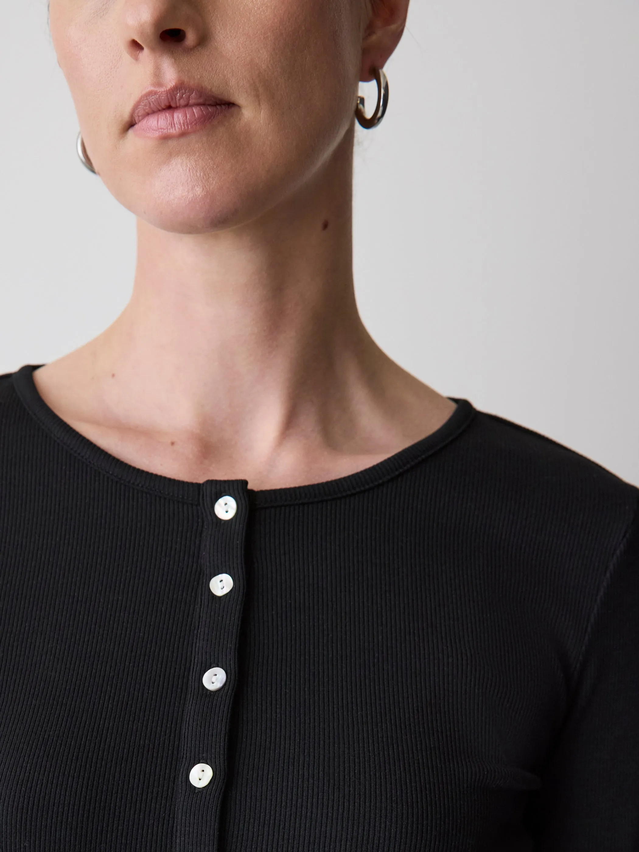 Long-Sleeve Henley Ribbed Top sold by RW&CO. product image thumbnail 4